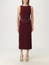 Twinset Chain-embellished Sleeveless Midi Dress In Red