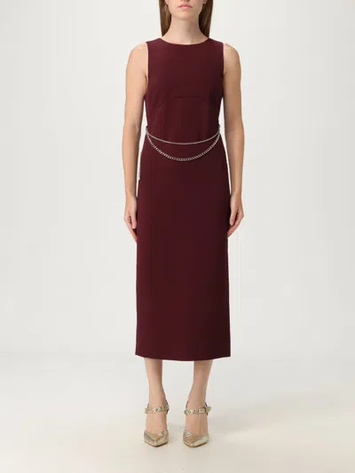 Twinset Chain-embellished Sleeveless Midi Dress In Red