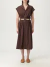 Twinset Twin-set Coffee Cotton Blend Dresses In Brown
