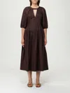 Twinset Twin-set Coffee Cotton Blend Dresses In Brown
