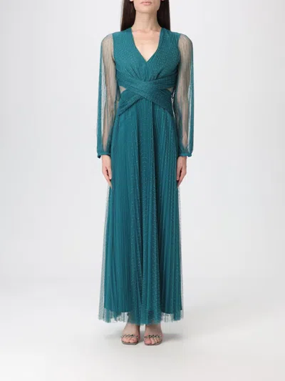 Twinset Long Sleeve Woven Dress In Green