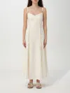Twinset Twin-set V-neck Midi Dress With Lace-up Detailing In Ice