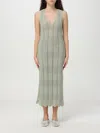 Twinset Green Midi Dress With Lurex-effect In Mint