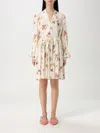Twinset Twin-set Neutrals Floral Print Mini Dress In Multicolor