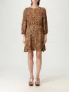 Twinset Leopard-print Puff-sleeve Mini Dress In Animal Print