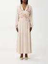 Twinset Twin-set Maxi Dress With Deep V-neckline Andcut-out Detail In Nude