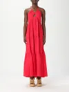 Twinset Twin-set Hibiscus Red Cotton Dresses In Red