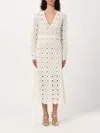 Twinset Crochet-knit Midi Dress In Weiss