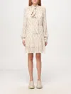 Twinset Bow-print Creponne Mini Dress In Weiss