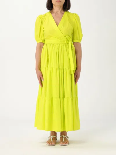 Twinset Poplin Midi Dress In Yellow