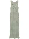 Twinset Green Midi Dress With Lurex-effect In Water Green Lurex