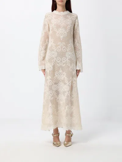 Twinset Dress Woman Color Beige In Animal Print