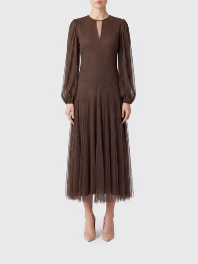 Twinset Twin Set Tulle Plumetis Dress In Brown
