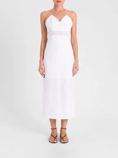Twinset Broderie-anglaise Halterneck Midi Dress In White