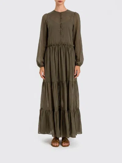 Twinset Ruffled Long-sleeved Dress In Brown