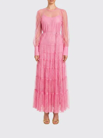 Twinset Semi-transparent Long-sleeved Dress In Pink