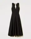 Twinset Robe Longue En Popeline Avec Dentelle