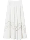 Twinset Twin-set Flared Cotton Poplin Sangallo Skirt In White