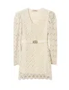 Twinset Twin-set Beige Lace Mini Dress With Scalloped Hem
