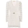 Twinset Twin-set Beige Lace Mini Dress With Scalloped Hem