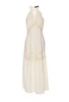 Twinset Long Dress With Embroidery In Neutral