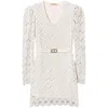 Twinset Twin-set Beige Lace Mini Dress With Scalloped Hem