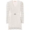 Twinset Twin-set Beige Lace Mini Dress With Scalloped Hem