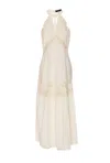 Twinset Long Dress With Embroidery In Neutral