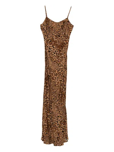 Twinset Leopard-print Slip Dress In Brown