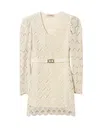 Twinset Twin-set Beige Lace Mini Dress With Scalloped Hem In Beige