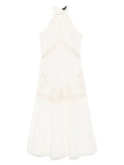 TWINSET TWINSET IVORY HALTER LONG DRESS