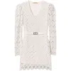 Twinset Twin-set Beige Lace Mini Dress With Scalloped Hem In Beige