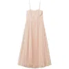 Twinset Pleated Tulle Midi Dress In Beige