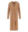 Twinset Camel Ribbed Maxi Cardigan In Beige