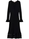 Twinset Scallop-trim Midi Dress In Black
