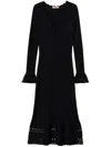 Twinset Scallop-trim Midi Dress In Black