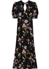Twinset Floral-print Satin Maxi Dress In Black