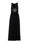 Twinset Crochet-panelled Maxi Dress In Black