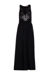 Twinset Crochet-panelled Maxi Dress In Black