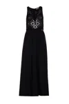 Twinset Crochet-panelled Maxi Dress In Black