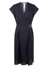 Twinset Linen-blend Dress In Blue