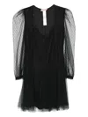 Twinset Polka-dot Puff-sleeve Mini Dress In Black