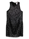 Twinset Sequinned Fringed Mini Dress In Black