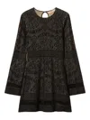Twinset Open-work Knit Mini Dress In Black