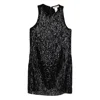 Twinset Sequinned Fringed Mini Dress In Black