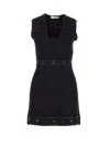 Twinset Twin-set Sleeveless Mini Dress With Deep V-neckline And Decorative Studs In Black