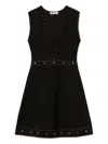 Twinset Twin-set Sleeveless Mini Dress With Deep V-neckline And Decorative Studs In Black