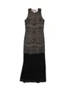 Twinset Twin-set Fitted Bodice Maxi Dress With Floral Lace Overlay In Black