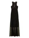Twinset Long Dress With Applique In Black