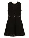 Twinset Twin-set Sleeveless Mini Dress With Deep V-neckline And Decorative Studs In Black